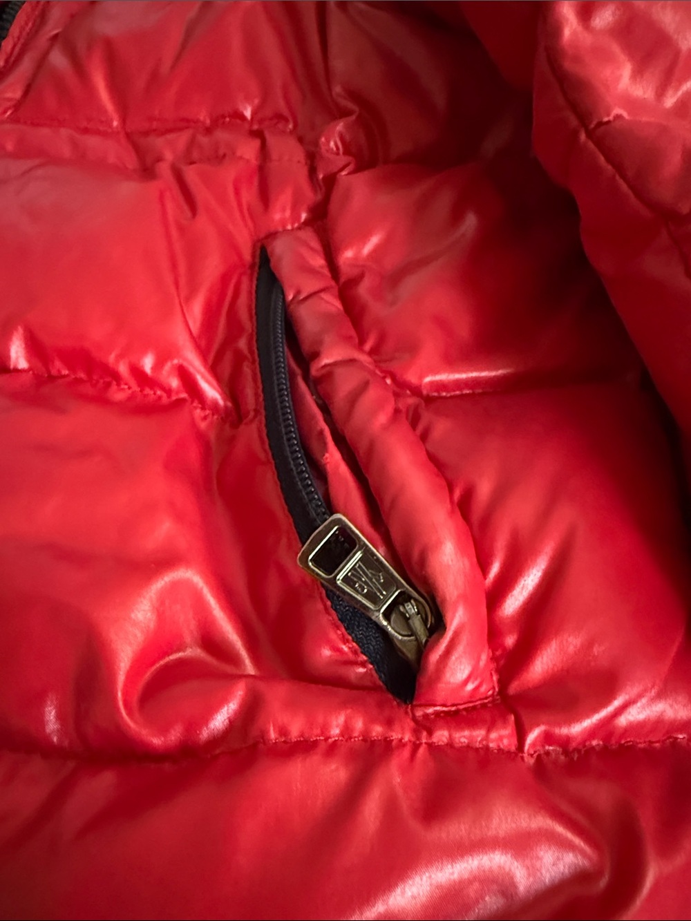 Moncler Boys 10 Shiny Red Puffer Jacket - Picture 4 of 12